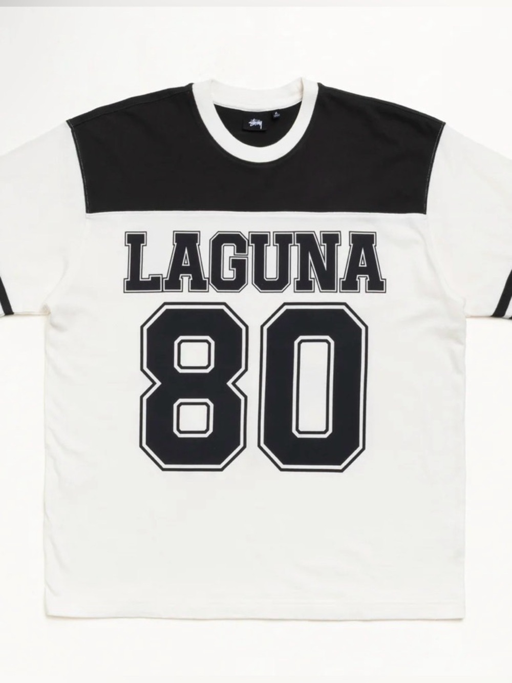 Stussy Laguna 80 Colorblock Crewneck T-Shirt - Black & White